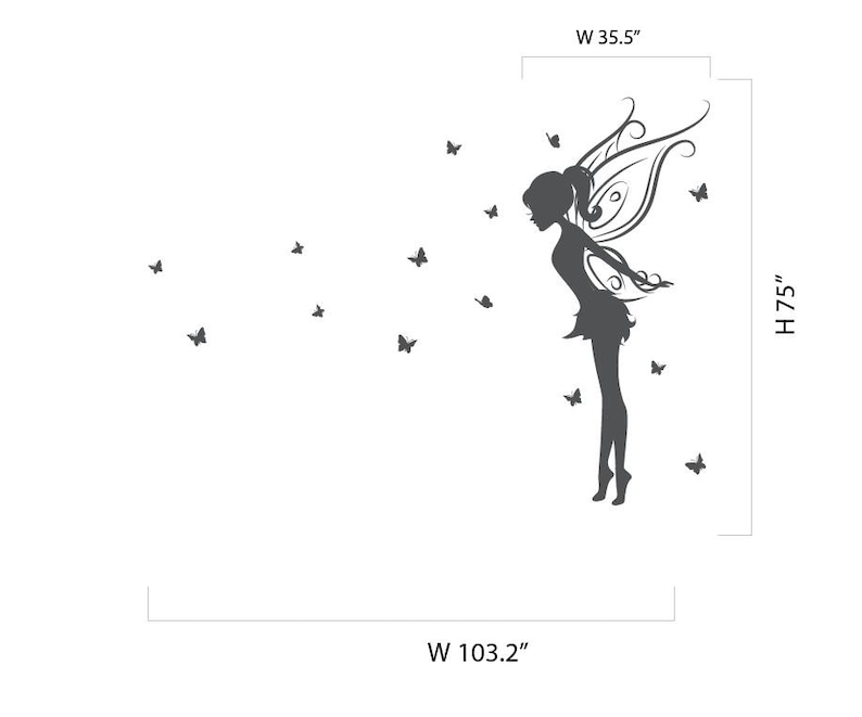 Baby Girl Room Decor Fairy Wall Decal W/ Butterflies Vinyl Wall Art ...