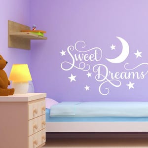 Sweet Dreams Quote Decal Nursery Room Wall Stickers Wall Sticker Decals Kids Wall Decal Home Decor Star and Moon Decal Sweet Dreams Di 006 image 1