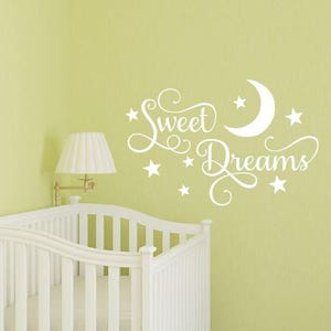 Sweet Dreams Quote Decal Nursery Room Wall Stickers Wall Sticker Decals Kids Wall Decal Home Decor Star and Moon Decal Sweet Dreams Di 006 image 2