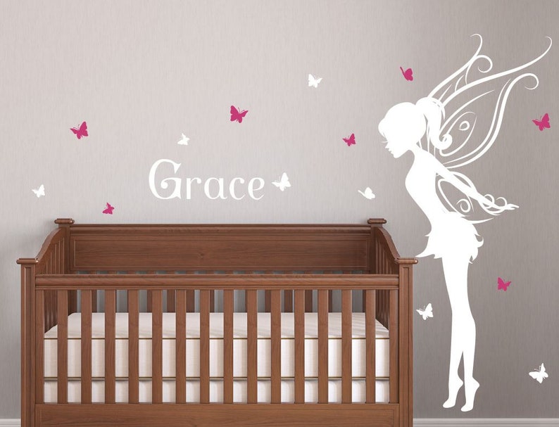 Baby Girl Room Decor Fairy Wall Decal W/ Butterflies Vinyl Wall Art ...