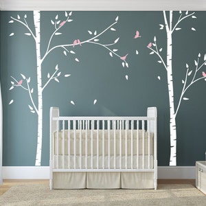 Birch Trees for Nursery room with birds Wall Stickers for Kids Room Wall Sticker Decals Art  DecalIsland - Birch Trees wall decal SD 059