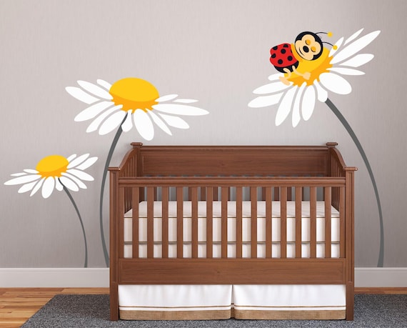 Baby Girl Nursery Ideas Daisy Lady Bug Decals For Walls Wall Sticker Baby Room Decor Personalized Wall Decals Decalisland Tree Decal Sd 073