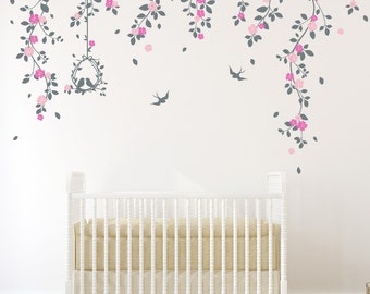 Vinyl Art Tree Branch with birds Baby Room Designs Wall Sticker Decals Home Decor Art by DecalIsland-Tree Branch and birds wall decal SD 029