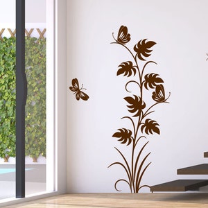 Stickers for Walls Wall Decal Wall Sticker Decals Flower Decals for Walls Stick on Wall Art by DecalIsland Flower with Butterflies SD 033 image 1