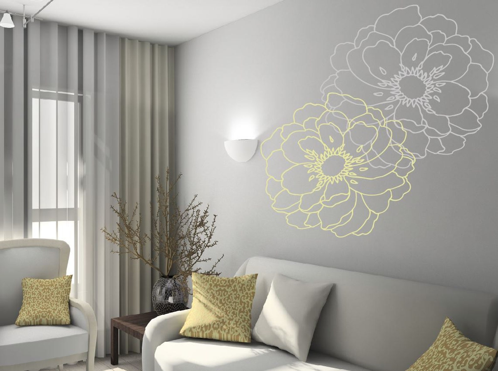 Modern Flower Wall Decals for Walls Stickers for Walls Etsy