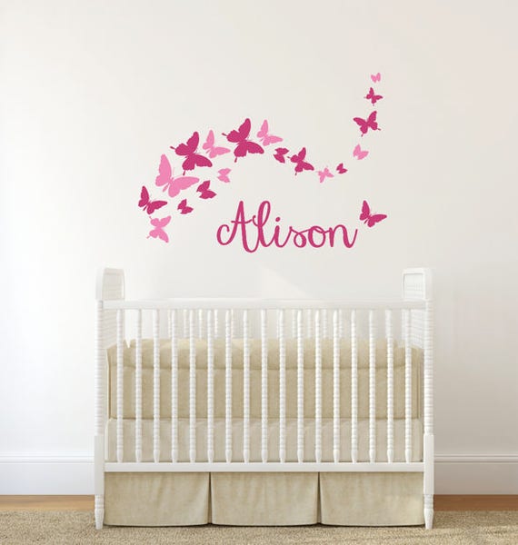 Papillon Sticker Prenom Bebe Fille Chambre Floral Mural Etsy Papillon Sticker Prenom Bebe Fille Chambre Floral Mural Etsy