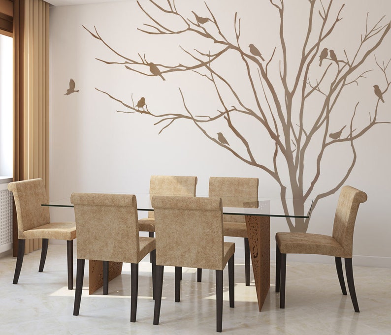 Vinyl Art Realistic Winter Tree Branch Stick On Wall Art Wall Etsy