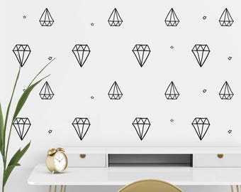 Diamond Shape wall pattern decalTriangle Wall Decal Set, Vinyl Wall Decals, Wall Decor, Geometric Wall Decals, Diamond Wall Stickers