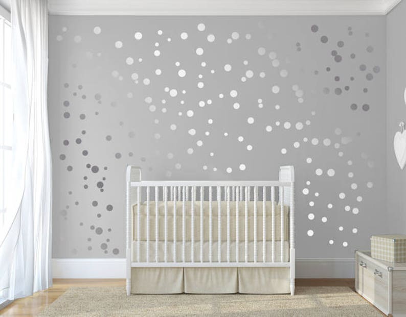 Silver Polka Dot Wall Stickers Stick On Art Vinyl Decal Circles Set For Baby Nursery Bydecalisland Sd 092