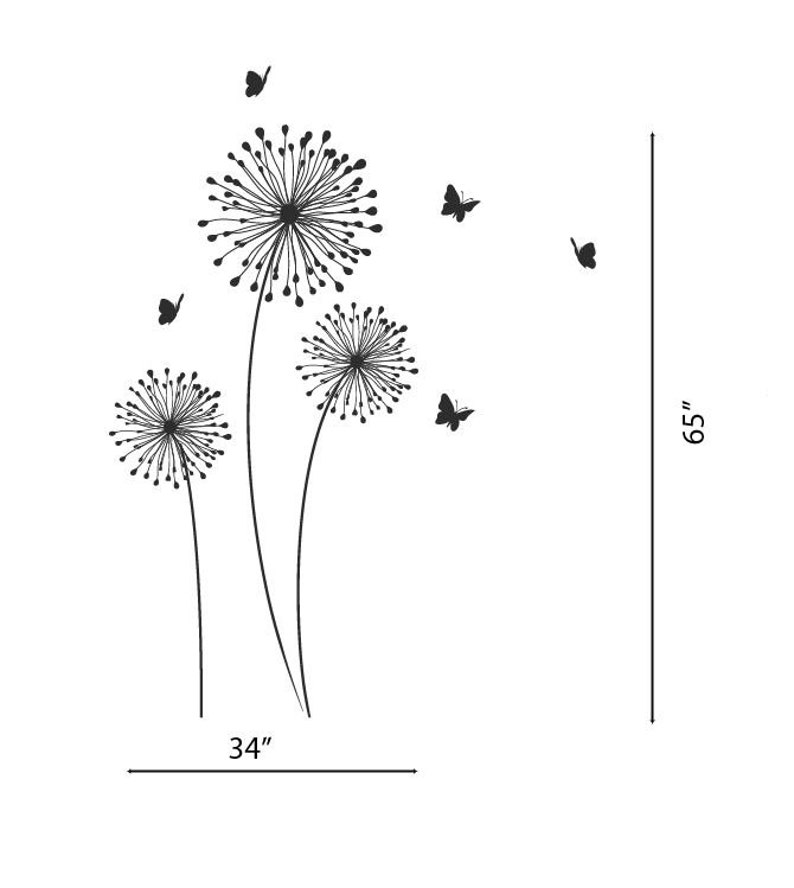 Decals Stylish Modern Flower Decals for Walls Butterfly Wall Etsy