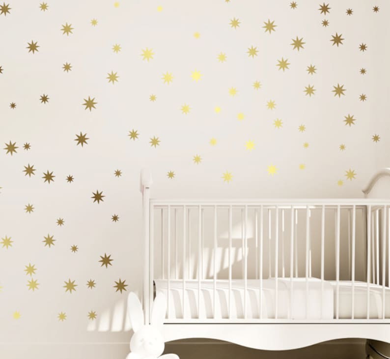 Starburst Wall Decal Golden Confetti Stars Decal Gold Wall Etsy Australia