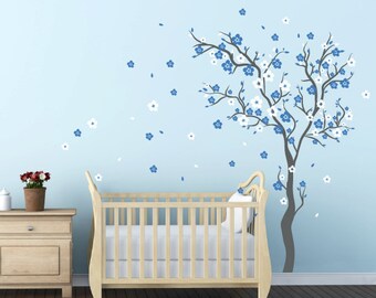 Baby Boy Nursery Ideas Cherry Blossom Wall Decal Wall Sticker Decals Home Decor Art by DecalIsland -Wall Decals for Kids Rooms SD 021