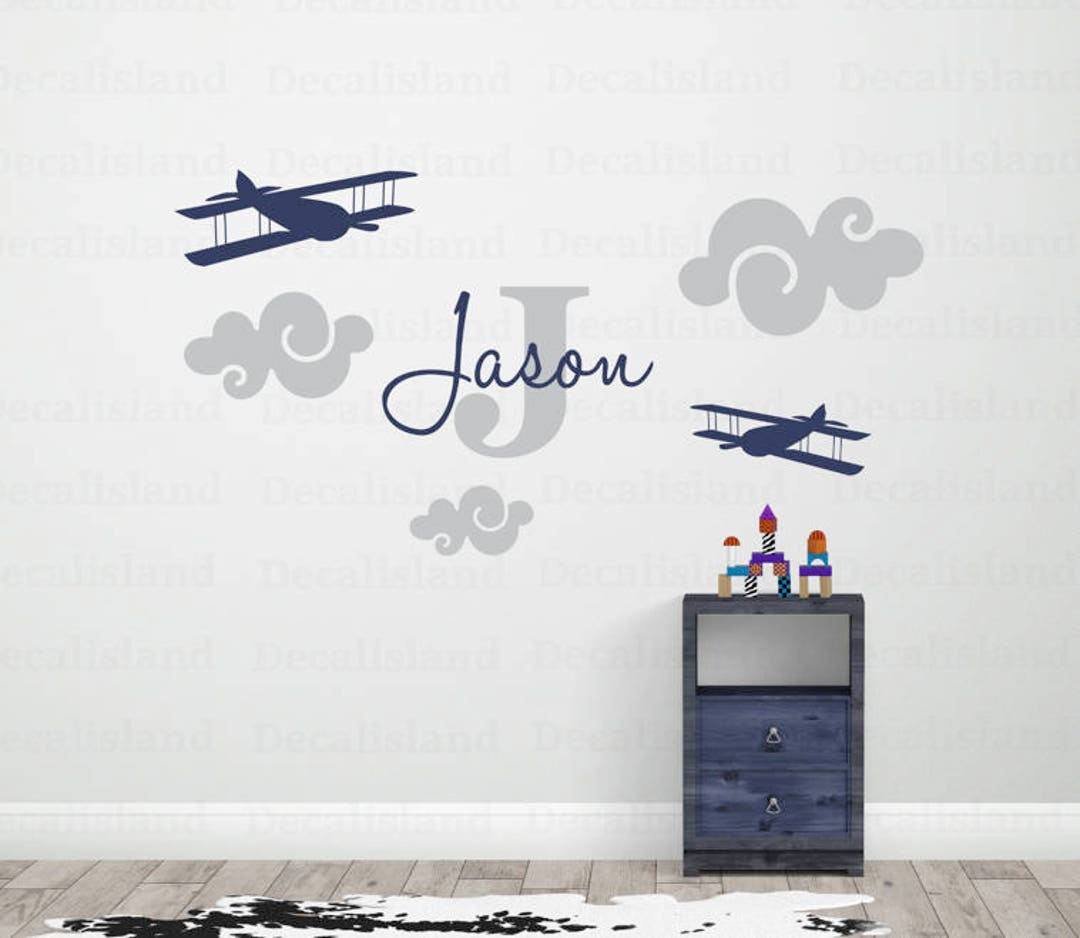 Aviation Nursery Wall Decal Child Personalized Name Plane, Airplane ...