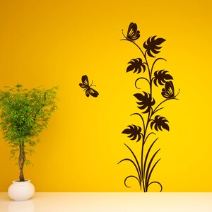 Stickers for Walls Wall Decal Wall Sticker Decals Flower Decals for Walls Stick on Wall Art by DecalIsland Flower with Butterflies SD 033 image 2
