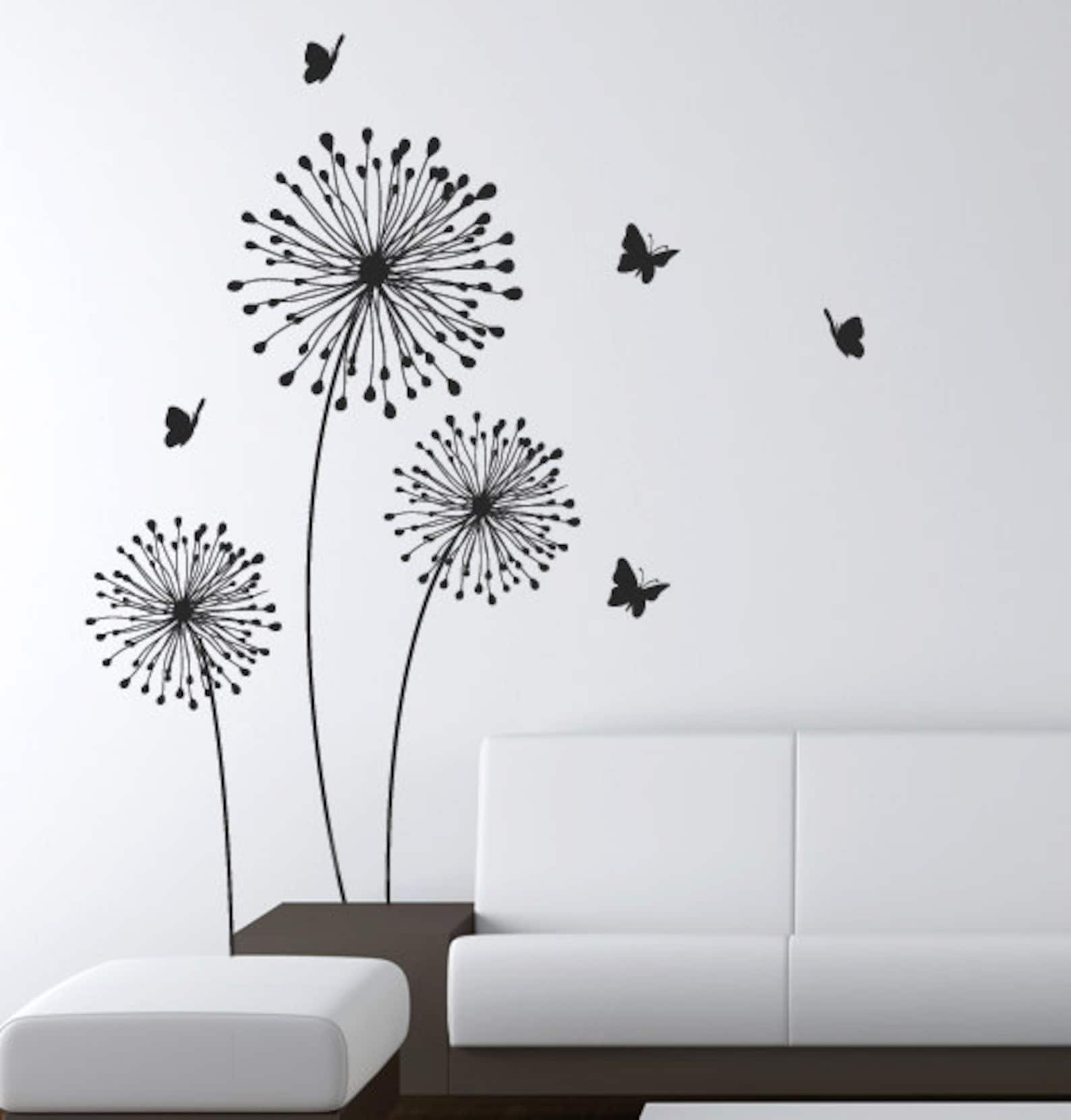 Decals Stylish Modern Flower Decals for Walls Butterfly Wall Etsy