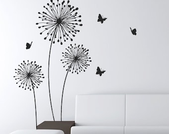 Decalcomanie elegante fiore moderna decalcomanie per pareti farfalla parete adesivi parete Sticker bastone su Wall Art di DecalIsland - moderno fiore SD 009