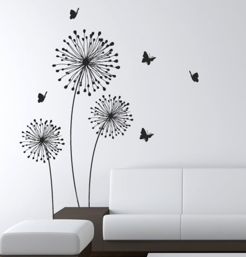Decals Stylish Modern Flower Decals for Walls Butterfly Wall Etsy