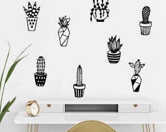 Cactus sticker ,Playroom wall decals, cactus wall stickers, scandinavian nursery, modern wall decals,cacti decal,cactus wall mural