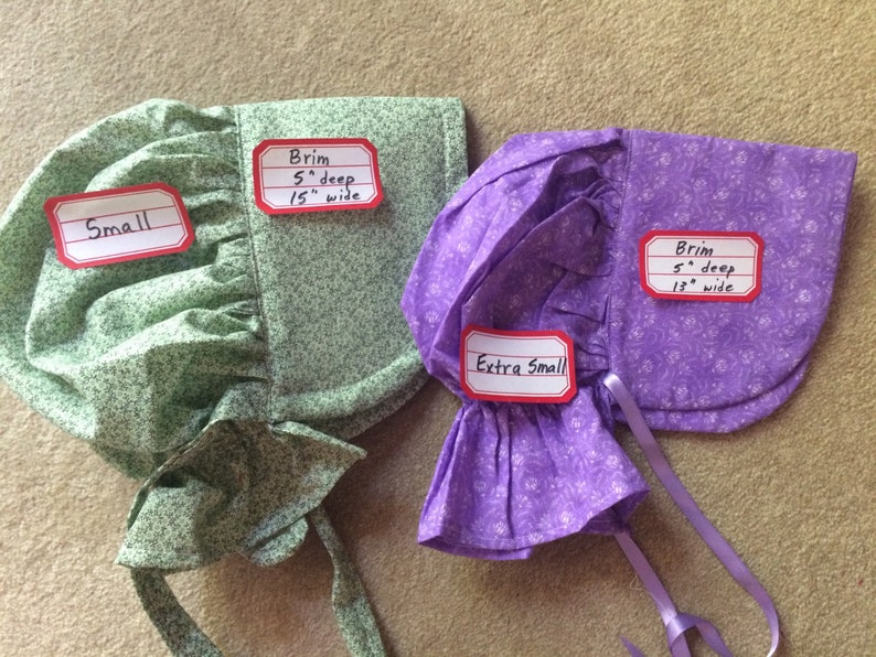 Calico pioneer bonnets.
