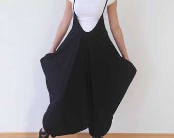 Harem Jumpsuit in Black / Loose Romper / Overall / Travel Clothing DALLAS