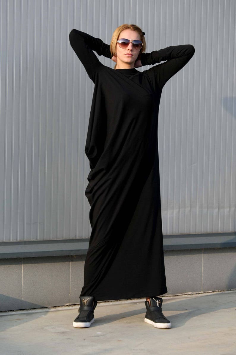 Maxi Dress / Long Sleeved / Over Sized / Draped / Black Kaftan | Etsy