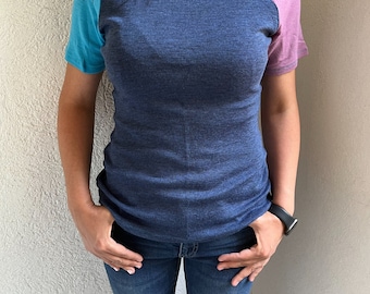 100 % MERINO WOOL Women T-shirt Multi Color Short Sleeve Light Weight