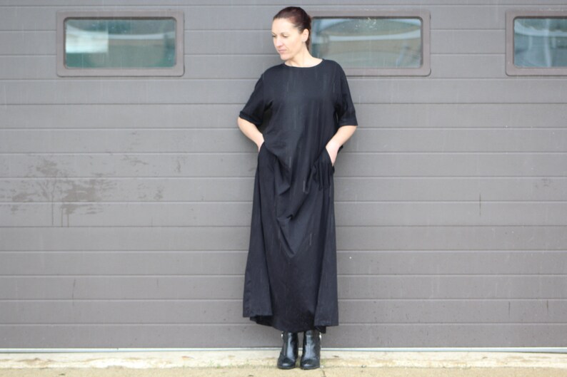 Maxi Black Dress Loose-fitting Long Dress / Kaftan Dress / | Etsy