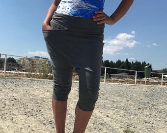 Pantalones Harem Cortos Pantalones Con Entrepierna Caída