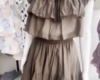 Women Set Brown Top and skirt