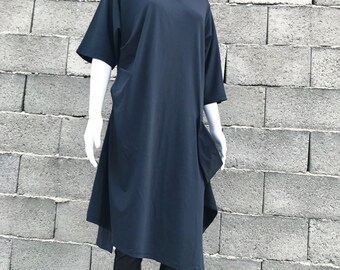 Vestido negro / Túnica asimétrica / Vestido suelto / Caftán