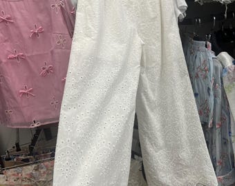 Cotton Lace Pants Loose Fit