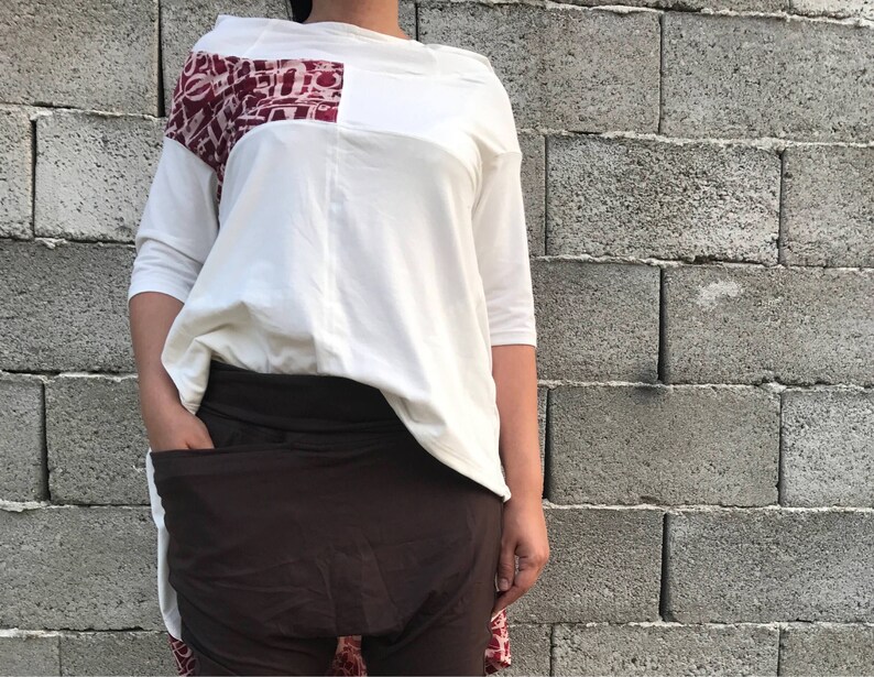 Hoodie Top Loose Tunic Extravagant Ivory Blouse Asymmetric Tunic