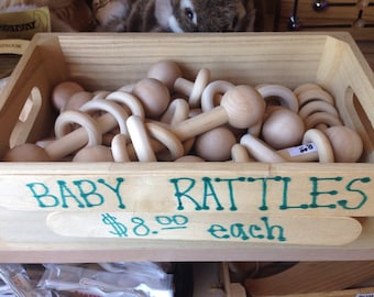 Wood Baby Rattle - Handmade Natural Organic Toy