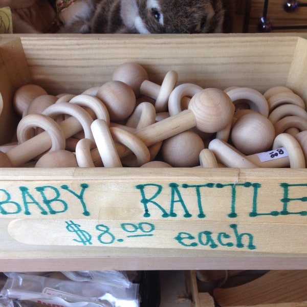 Wood Baby Rattle - Handmade Natural Organic Toy
