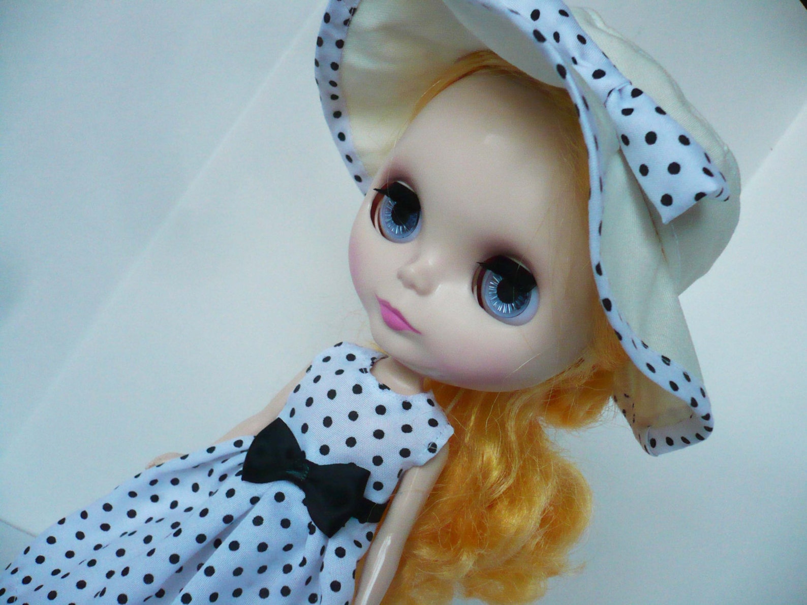 Blythe doll blythe dress Hat and dress polka dot dress Etsy