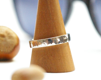 minimalist ring, hammered ring, sterling silver, boho jewel