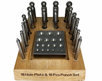 Proops Doming Dapping Set, 18 Punches & Dapping Block to Suit with a Wooden Storage Stand (J2491) Free UK Postage