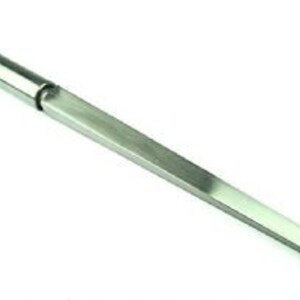 May include: A silver metal tapered dowel rod with a rounded end.