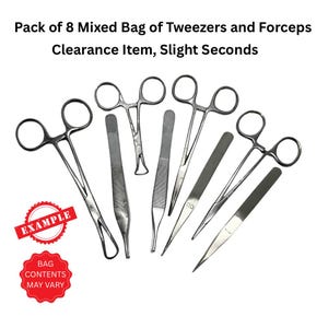 Set of 8 Lucky Bag 6" and 4" Forceps and 4" and 6 " Tweezers. (S7200) Free UK Postage.