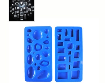 Proops 2er Set Rund/Oval/Rechteck/Okteck etc. Cabochon Trays Schmuck Facettiert Anhänger Resin Gießform. (J2215) Kostenlose UK Porto