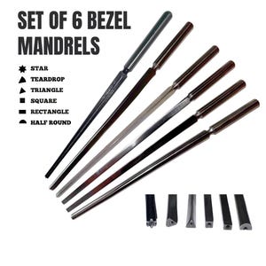 Bezel Mandrels, Set of 6 : Square, Rectangular, Teardrop, Triangular, Half Round and Star. (J1028) Free UK Postage.