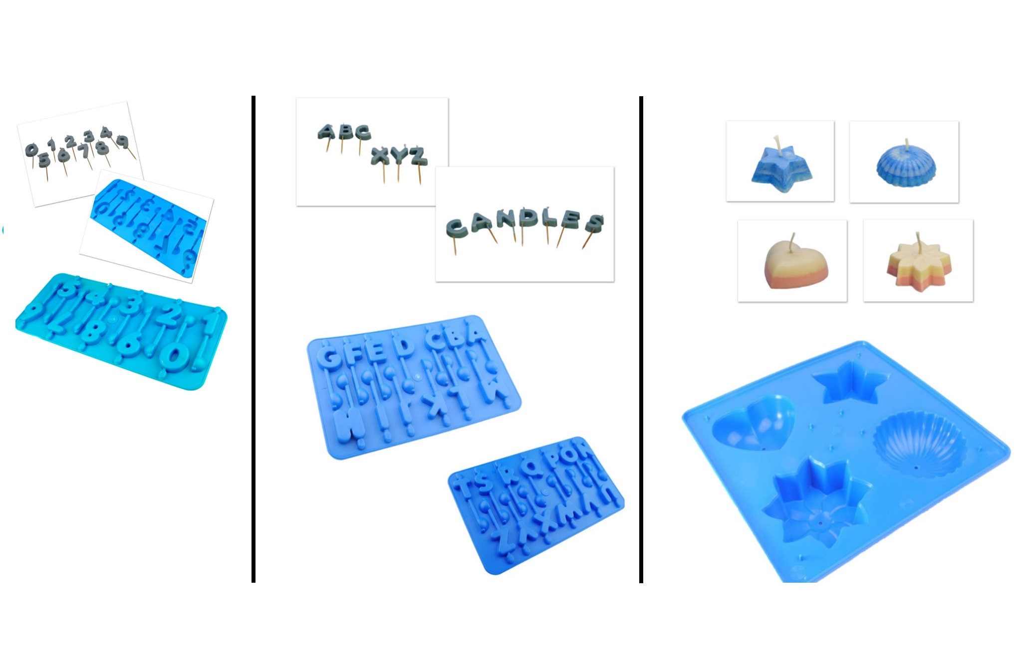 Set x 3 A-Z Alphabet Birthday Letters Trays /& Number 0-9 Tray Candle Mould S7580