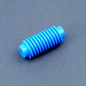 May include: A blue plastic accordion-style tube with a smooth surface.