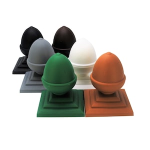 Fence Finial, Acorn Shape & 3&quot; Square Fence Post Cap Set. PLASTIC Rot Proof, UK Made. Free UK Delivery