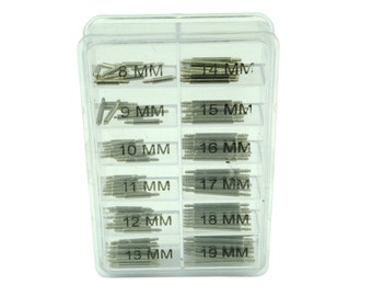 Proops Box of 100 Watch Spring Bars, 8mm - 19mm long, 1.6mm Diameter (J1131).  Free UK Postage