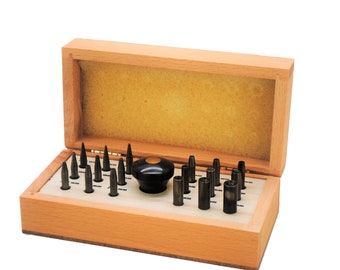 Proops Bezel Setting Tools, Set of 18 in Wooden Box (J1452). Free UK Postage