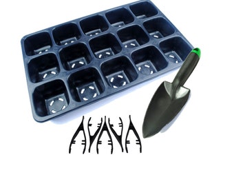 Linic Products UK Made Seedling Starter Kit (15 Cell Full Size Seed Tray, Garden Potting Trowel, Plastic Tweezers). (X8173) Free UK Postage.