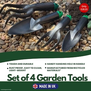 Proops Set of 4 Assorted Garden Tools. Cultivator, Potting Trowel, Fork, Trowel. (X1185) Free UK Postage