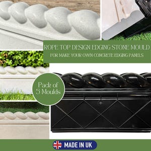 Garden Border / Lawn Edging Mould. Pack of 5. Rope Top Design. Make Your Own Concrete Edging.  UK Made (X2308). Free UK Postage.