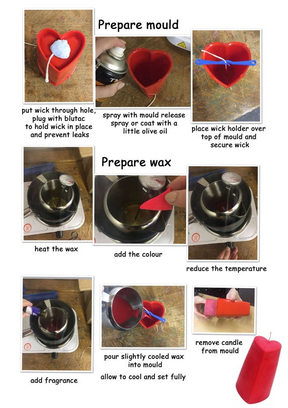 Valentine Heart Shaped Mold /& Pentagon Pillar Candle Making Mould S7734 Set x 2